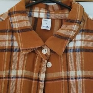 Old Navy Brown Plaid Button Down Shirt